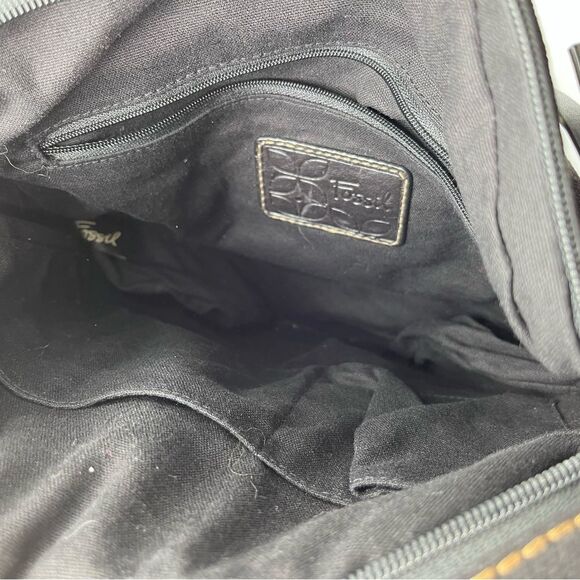 Fossil Black Leather and Canvas Crossbody Bag - Picture 6 of 12